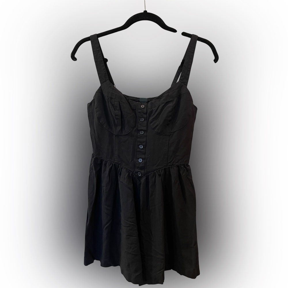 Wild Fable Womens Romper Black Button Front Adjustable Straps Elastic Back Small